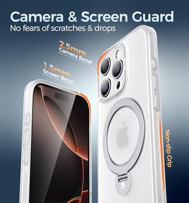 MAGIC JOHN for iPhone 16 Pro Max Case, with Magnetic Sturdy Kickstand [Military Drop Protection] [Compatible with MagSafe] Shockproof Translucent for iPhone 16 Pro Max Case 6.9'', Translucent White - Image 4