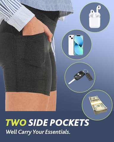 CAMPSNAIL Biker Shorts Women with Pockets - 3"/5"/8" High Waisted Workout Spandex Tummy Control Gym Running Yoga Shorts Dark Grey-Heather - Image 3