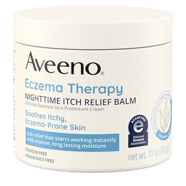 Aveeno Eczema Therapy Nighttime Itch Relief Balm, Eczema Cream for Body, Moisturizing Colloidal Oatmeal & Ceramide Formula, Fragrance Free, Soothing Dry Itchy Skin, 11 fl oz - Image 7