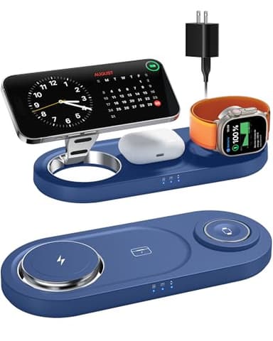 Upgraded 3 in 1 Wireless Charging Station for Apple Devices, Faster Mag-Safe Charger Stand, Magnetic Charger Station for iPhone 17/16/15/14/13/12 & AirPods Pro & Apple Watch Series (Sapphire Blue) - Image 1