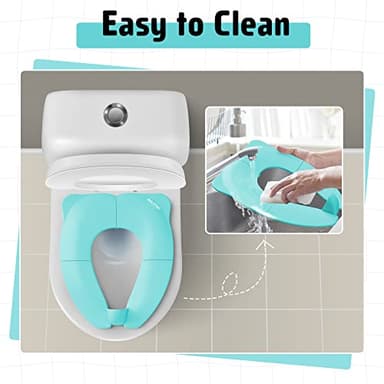 Maliton Travel Potty Seat for Toddler & Kid Travel, Portable Foldable Potty Seat with Storage Bag, Non-Slip Potty Training Toilet Seat Cover wth Splash Guard (Aqua Green) - Image 7
