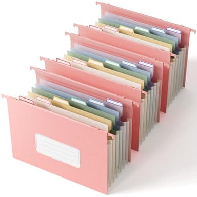EcoStash Wheat Straw Expanding Hanging File Folders, File Organizer, 1.2" Accordion Pockets, Large Capacity, Letter Size for Filing Cabinet, 100% BPA Free, Return to Nature, Healthy Living-Pink - Image 1