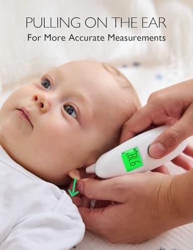 Momcozy Non-Contact Forehead and Ear Thermometer, Digital Infrared Thermometer for Adults and Children, with Child Mode, Fever Alarm Function, Mute and Memory Functions, Fast and Accurate Measurement - Image 3