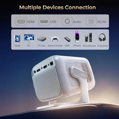 Native 1080P Mini Projector with 4K Support, Auto Focus & Keystone Proyector, Android 11 Smart WiFi 6 Bluetooth 5.4, Portable Outdoor Movie Projectir for iPhone/Netflix/Camping, Home Theater Gift - Image 9