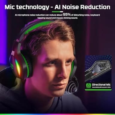 Fachixy FC100 Gaming Headset with Microphone for PS4, PS5, Switch, Xbox, PC, Mac, Gamer Headset with RGB Light, Computer Headphones with Mic - Image 3