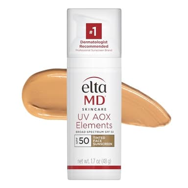 EltaMD UV AOX Elements Tinted Mineral Face Sunscreen Lotion, Tinted Moisturizer for Face SPF 50 with Antioxidants, For Dry Sensitive Skin 1.7 oz Pump - Image 1