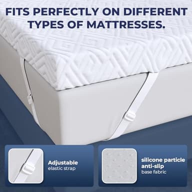 Memory Foam Mattress Topper - 3 Inch Gel Mattress Pad for Pressure Relief, Premium Soft Cooling Sleep Bed Topper, Non-Slip Design with Removable & Washable Cover,Twin - Image 5