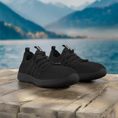 DLGJPA Men's Lightweight Quick Drying Water Shoes for Beach or Water Sports Slip On Walking Shoes AllBlack 10 - Image 2