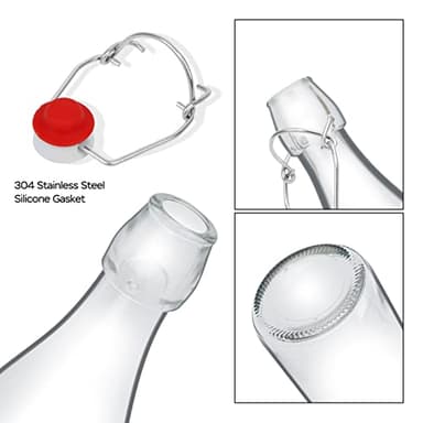 ZEBEIYU 12 Pack 8.5 oz swing top glass bottles,flip top glass bottle with airtight lid for home brewing,kombucha,kefir,vanilla extract,beer,oil,vinegar,homemade juices,soda,beverages,2nd fermentation - Image 3