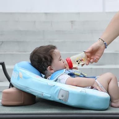 Mambobaby Float Add Tail Baby/Infant Swim Float with Canopy, Non-Inflatable Solid Upgrade Soft Waterproof Skin-Friendly Leather Material (Limited Edition Blue) - Image 7