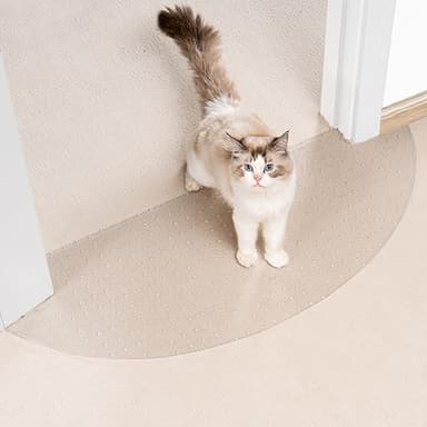 Uross Semi-Circular Carpet Protector for Pets 1PCS, Plastic Cat Carpet Protector for Doorway, Cat Scratch Protector Mat, Cat Ripping Up Under Door Carpet Scratch Stopper - Image 1