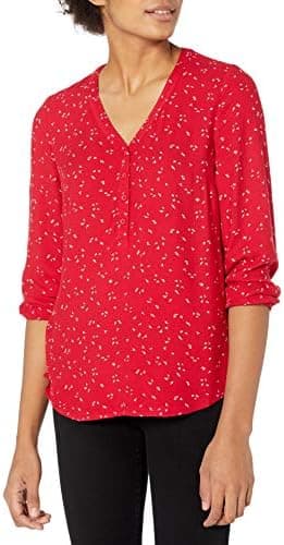 Amazon Essentials womens 3/4 Sleeve Button Popover Shirt, Loose-Fit V-Neck Blouse - Image 2