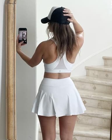 Stelle Women Tennis Golf Skirts High Waisted with Inner Shorts for Athletic Workout Sports Skorts Running Pickleball (WT, M) White - Image 4