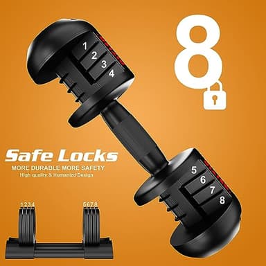 Adjustable Dumbbell Set with Tray - 52lbs, Anti-Slip Handle & Weight Plate for Home Strength Training - Image 6