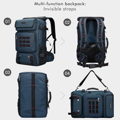 WITZMAN Carry on Travel Backpack for Men Women Airline Approved Convertible Nylon Duffle Backpack Luggage Bag (B682 blue) - Image 7