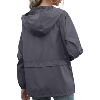 PESION Women's Rain Jacket Lightweight Hooded Windbreaker Waterproof Jackets with Pockets Medium - Image 3