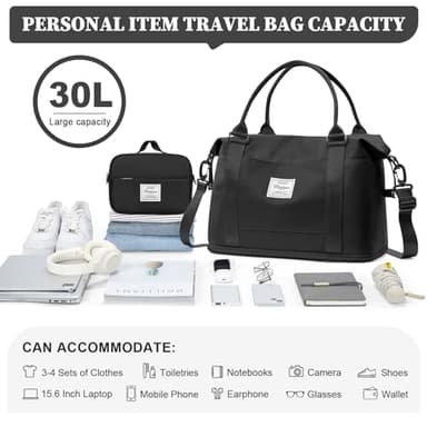 Weekender Bags for Women,Personal Item Travel Bag,Overnight Travel Duffel Bag with Expandable Shoes Compartment & Wet Pocket - Image 2