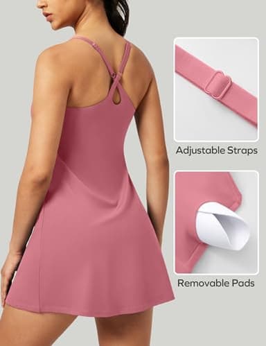 IUGA Tennis Dress for Women Athletic Golf Workout Dress with Built-in Shorts and Bra, Adjustable Straps & Pockets - Image 2