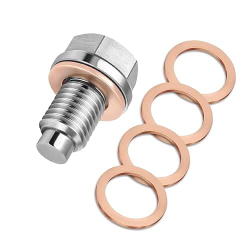 M14x1.5 Magnetic Oil Drain Plug, Magnetic Stainless Steel Oil Pan Drain Nut Bolt with 5PCS Copper Crush Washer Anti Leakage, Universal Leak-proof Replacement,Fits Most Cars,Motorcycles,Boats - Image 1