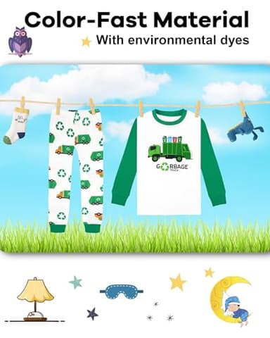 DAUGHTER QUEEN Boys Pajamas 18-24 Months Garbage Truck PJs Cotton Long Sleeve Pj Sets Baby Toddler Sleepwear Dump Truck Jammies Sleeping Clothes Outfits 18m/Mo 24m/Mth - Image 7