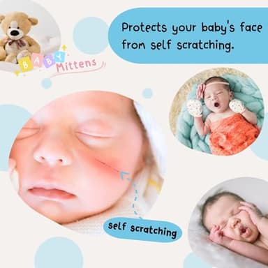 RATIVE Newborn Baby Hand Cotton Gloves Sleep Sleeping No Scratch Mitten Mittens Mitts Set for 0-3 0-6 Months Boy Boys Girl Girls (6 Pairs/g46) - Image 3