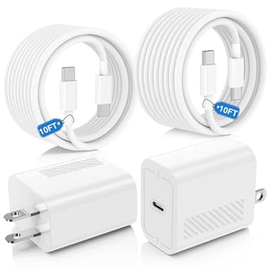 45W USB C Fast Charger for iPhone 17/ Air/16/15 Pro Max,2Pack 10FT Type C Charger Block & Cable, PD 3.0 Super Fast Charging for iPad Pro MacBook Air/Pro M1/M2, AirPods - Image 1
