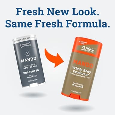 Mando Whole Body Deodorant For Men - Smooth Solid Stick - 72 Hour Odor Control - Aluminum Free, Baking Soda Free, Skin Safe - 2.6 Ounce (Pack of 2) - Unscented - Image 8