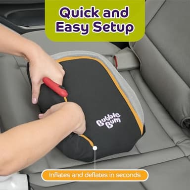 bubblebum Inflatable Travel Booster, Backless Car Seat for Kids Ages 4+, Portable Child Safety Seat for Cars, Lightweight Carseat for 40–100 lbs – Gray - Image 4