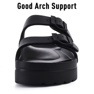 Goosecret Women's Platform Sandals with Arch Support Chunky Lightweight Foam Slip on Slides Comfortable Summer Beach Sandals with Adjustable Buckle Black, 39(size 8-8.5) - Image 5