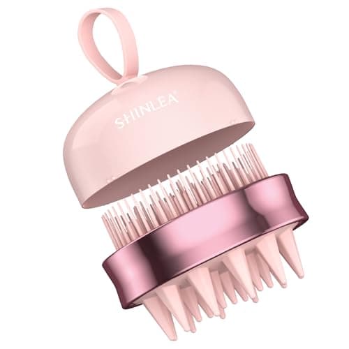 SHINLEA 2 in 1 Scalp Massager Hair Growth,Scalp Scrubber with Soft Silicone Bristles for Dandruff Removal,Shampoo Brush for Exfoliation,Head Massager for Both Wet and Dry Use (Pink) - Image 1