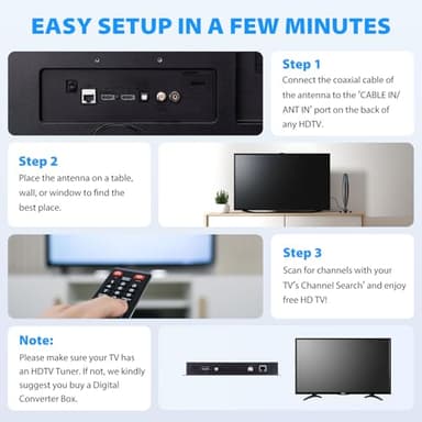 TV Antenna Indoor,Antenna for Smart TV for Long Range Reception and All Smart/Old TVs, HD Digital Antenna with Amplifier Signal Booster for Local Channels,Supports 4K 1080p - Image 6