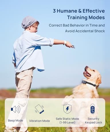 DOG CARE Dog Training Collar, Shock Collar with Beep, Vibration, Safe Static, Dog Training Collar with Remote 1800FT Waterproof Rechargeable E-Collar, Security Lock for All Dogs - Image 2