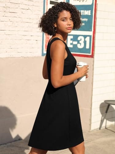 CATHY 2025 Womens Dress Sexy Sleeveless Summer Dresses V Neck Casual Wrap Sundress with Pockets Black Medium - Image 3