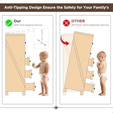 ACCOHOHO 7 Drawer Dresser, Farmhouse Chest of Drawers for Bedroom, 52" Wide Dresser TV Stand with Large Metal Handles, Wood Drawer Organizer for Living Room, Hallway - Off White - Image 7