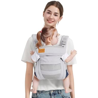 Shiaon Baby Carrier Newborn to Toddler(7-30lbs), Toddler Carrier with Adjustable Shoulder Strap, Baby Holder Carrier with Breathable Mesh Fabric, Grey - Image 1