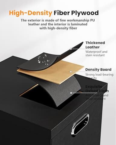 2 Pack File Storage Organizer Box, Portable Filing With Lid, Fit for Letter/Legal Folder Storage, Black (Leather) - Image 2