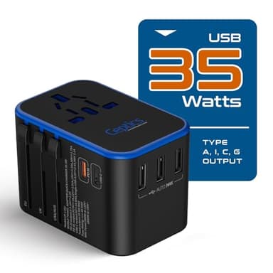 Ceptics Universal Travel Adapter, 35W International Power Adapter with PD & QC 3.0 Dual USB-C, 3 USB Travel Adapter Worldwide, Type I C G A Outlets 110V 220V A/C - EU Euro US UK (11-KU) - Image 7