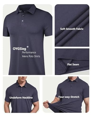 OYGSieg 6 Pack Mens Polo Shirts Performance Short Sleeve Golf Shirt Moisture Wicking Athletic Casual Collared T-Shirt SetC - Image 3