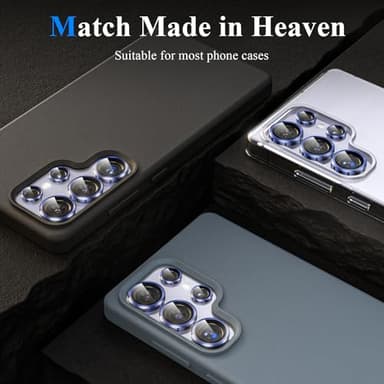 YWXTW Camera Lens Protector for Samsung Galaxy S25 Ultra, [5X Stronger] Individual Metal Ring Tempered Glass Camera Screen Protector for S25 Ultra Accessories, Anti Scratch, 1 Set (Titanium Blue) - Image 6