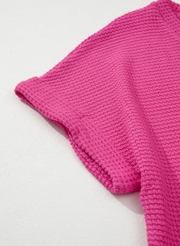 Dokotoo Spring Tops for Women Trendy V Neck Waffle Knit Tshirts Shirts for Women 2025 Fashion Summer Blouses Dressy Casual Cute Tops Womens Cruise Outfits Clothes Clothing - Image 5