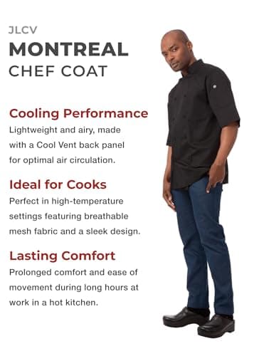 Chef Works Men's Montreal Cool Vent Chef Coat, Black, Large - Image 3