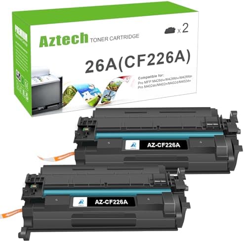 Aztech 26A CF226A Toner Cartridge 2 Pack Compatible Replacement for HP 26A CF226A 26X CF226X Pro M402dn M402n M402dw Pro MFP M426fdw M426fdn M426dw Series Printer Ink High Yield (Black 2-Pack) - Image 1