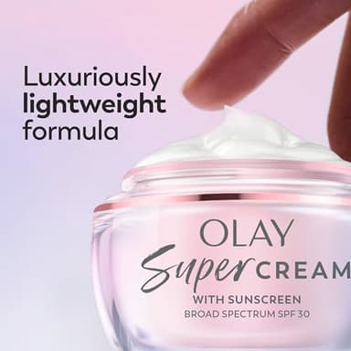 Olay Super Cream with Sunscreen SPF 30, Lightweight Face Moisturizer with Sun Protection, 5-in-1 Skin Care Benefits - Hydrating, Brightening, Firming - Niacinamide, Vitamin C, Collagen Peptide, 1.7 oz - Image 7