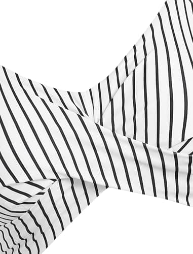 ZAFUL Women One Piece Swimsuit Modest Tummy Control Bathing Suit Over 50 Modlily Swim Dress Swimwear Push Up V Neck Swim Suits 2024 Black Striped XL - Image 4