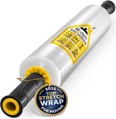 Modern Innovations 15 Inch Clear Stretch Wrap Roll with Handles (1 Roll-1000 Feet) Heavy Duty Shrink Wrap for Moving, Packing Supplies for Wrapping Furniture, Industrial Plastic Pallet Cling - Image 1