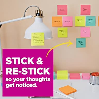 Post-it Super Sticky Notes, 3x3 in, 6 Pads, 2X The Sticking Power, Energy Boost Collection, Bright Colors (Orange, Pink, Blue, Green),Recyclable (654-6SSAU) - Image 4