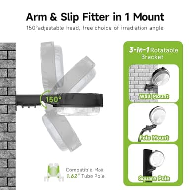 Leddictive 150W LED Barn Light, 20000LM Dusk to Dawn Outdoor Yard Light with Photocell, 6500K Daylight, Adjustable Angle IP66 Waterproof Street Lights for Barn/Yard/Garage/Security/Farmhouse - Image 5