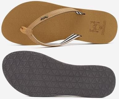 KuaiLu Womens Arch Support Flip Flops Comfortable Yoga Mat Slip on Leather Walking Thong Cushion Sandals Summer Beach Orthotic Slides Travel Essentials Indoor Outdoor Slippers Shoes Khaki Size 9.5 - Image 7