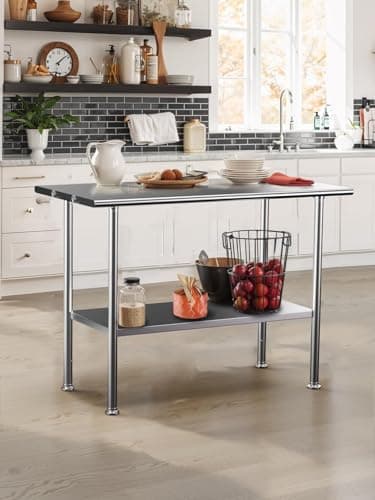 Atelicf All-Stainless Steel Prep Table, 24 X 48 Inches, with Rounded-Edges and Adjustable Undershelf, Heavy-Duty Build for Outdoor Use,Restaurants,Hotels,Workshops,Kitchens,Gardens - Image 2