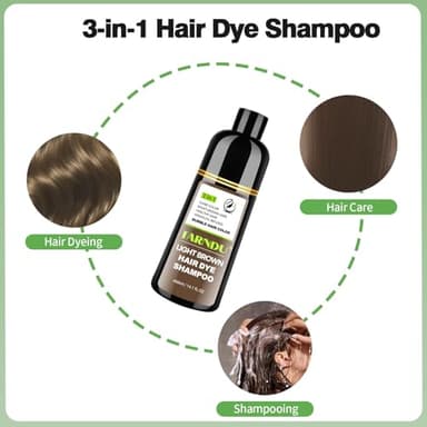 FARNDU Light Brown Hair Dye Shampoo 3 in 1 with Argan Oil – 10-15 Min Gray Coverage, Natural Instant Hair Color Shampoo for Women and Men, Long-Lasting Up to 6 Months - Image 9